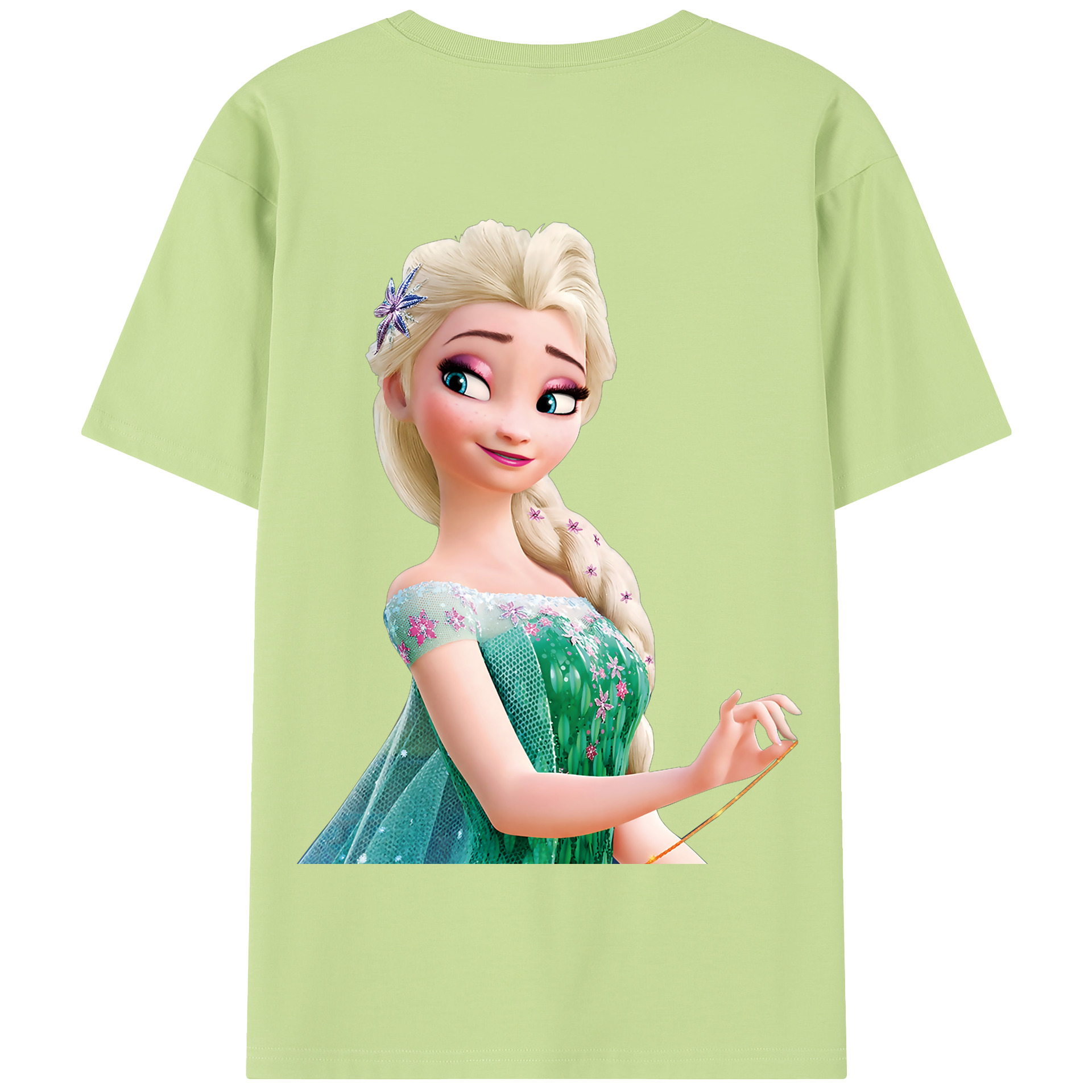 （画像用） アナと雪の女王 アンナ エルサ Frozen Anna Elsa 綿100％半袖Tシャツ（背面プリント）